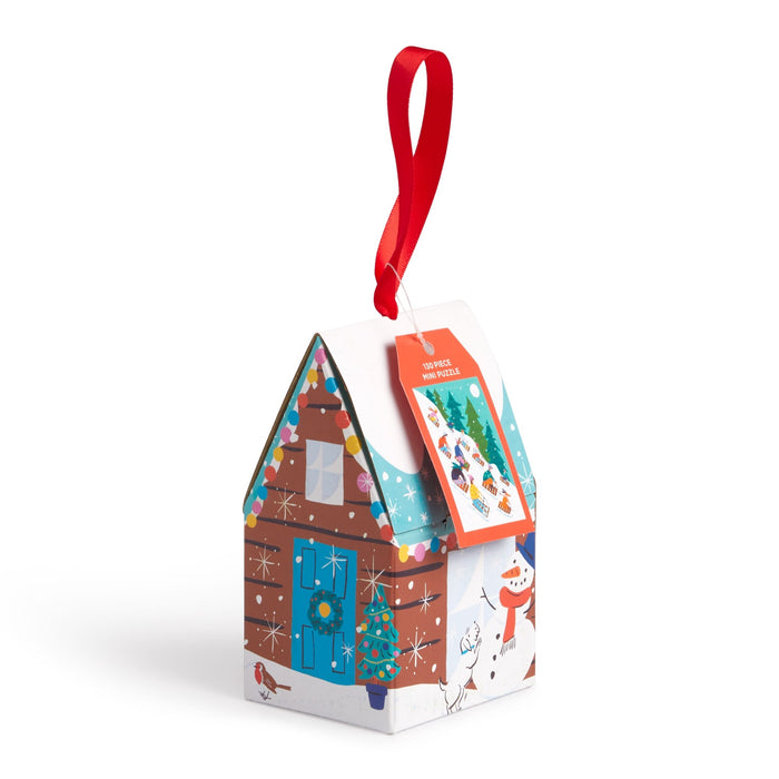 Winter Sledding 130pc Puzzle Ornament Holiday Ornament Puzzle Louise Cunningham