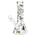 Glass water pipe with cat illustrations on a white background