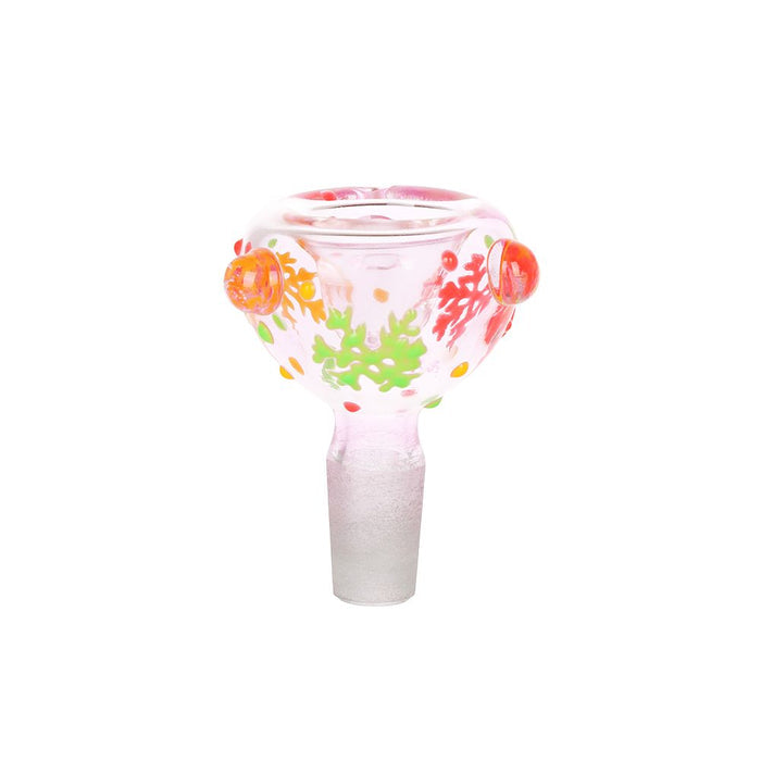 Decorative glass glass bowl with floral patterns on a white background