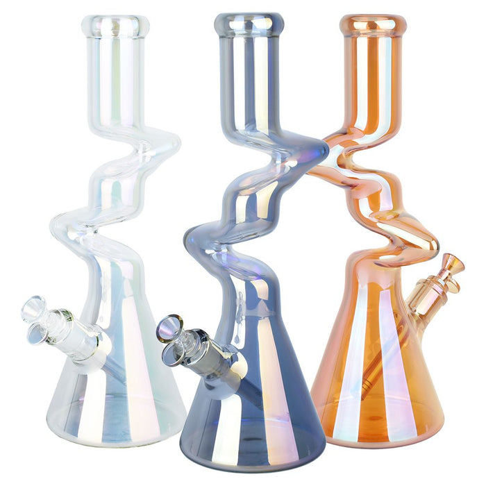 XL Twisty Tunnel Electroplated Glass Bong - 15"